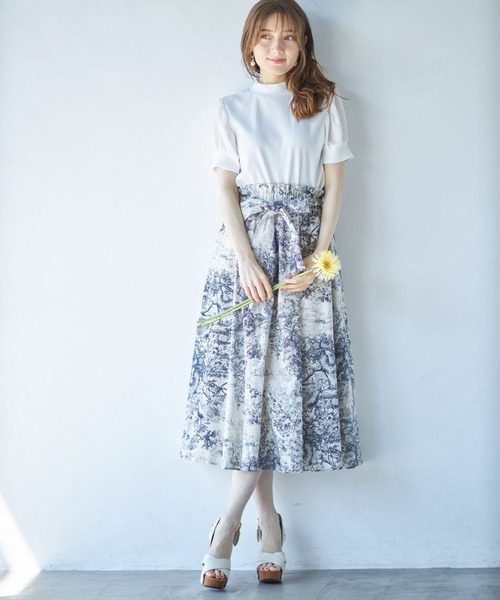 tocco closet（トッコ　クローゼット）の「後ろりぼん付きシフォンスリーブ切り替えリブカットプルオーバー（Tシャツ/カットソー・レディース・オフホワイト/ピンク/ブラック・M）」の16枚目の写真