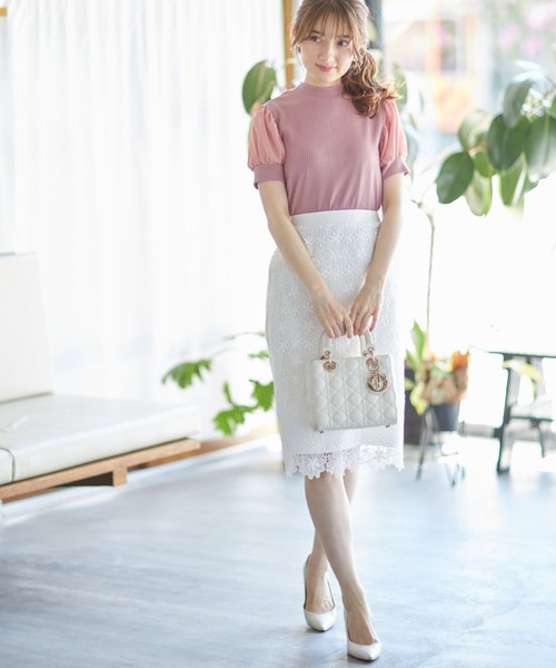 tocco closet（トッコ　クローゼット）の「後ろりぼん付きシフォンスリーブ切り替えリブカットプルオーバー（Tシャツ/カットソー・レディース・オフホワイト/ピンク/ブラック・M）」の14枚目の写真