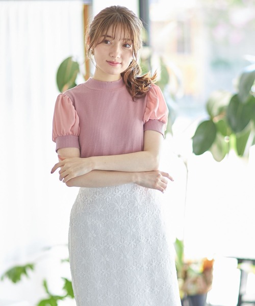 tocco closet（トッコ　クローゼット）の「後ろりぼん付きシフォンスリーブ切り替えリブカットプルオーバー（Tシャツ/カットソー・レディース・オフホワイト/ピンク/ブラック・M）」の17枚目の写真