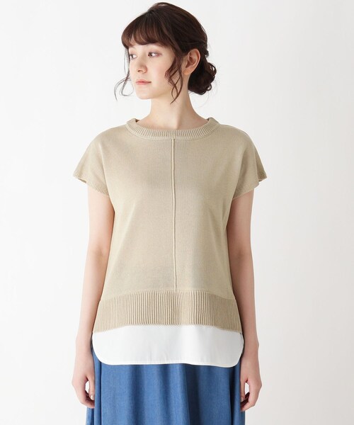 pink adobe（ピンクアドベ）の「◆【M-LL】【洗える】シャツテイル ニットプルオーバー（ニット/セーター・レディース・ライトブルー/カーキ/オレンジ/ライトベージュ・40/38/42）」の9枚目の写真