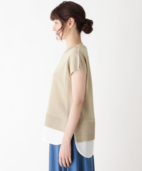 pink adobe（ピンクアドベ）の「◆【M-LL】【洗える】シャツテイル ニットプルオーバー（ニット/セーター・レディース・ライトブルー/カーキ/オレンジ/ライトベージュ・40/38/42）」の5枚目の写真