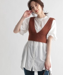 Andemiu | 【セットアイテム】ニットビスチェツキシャツワンピース950462(チュニック)