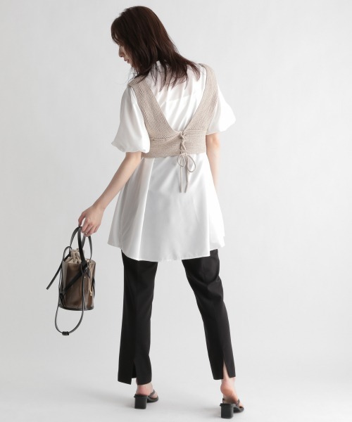 Andemiu（アンデミュウ）の「【セットアイテム】ニットビスチェツキシャツワンピース950462（チュニック・レディース・ブラック/ベージュ/ブラウン・FREE）」の5枚目の写真