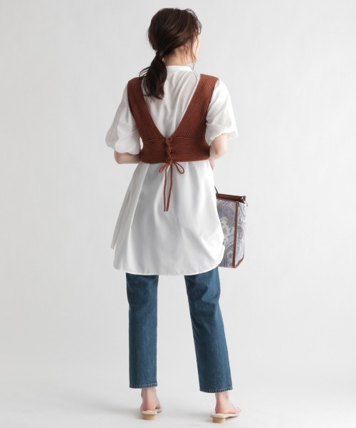 Andemiu（アンデミュウ）の「【セットアイテム】ニットビスチェツキシャツワンピース950462（チュニック・レディース・ブラック/ベージュ/ブラウン・FREE）」の9枚目の写真