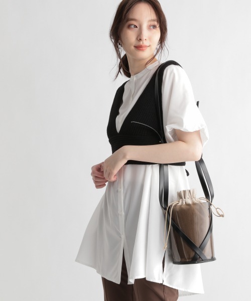 Andemiu（アンデミュウ）の「【セットアイテム】ニットビスチェツキシャツワンピース950462（チュニック・レディース・ブラック/ベージュ/ブラウン・FREE）」の10枚目の写真