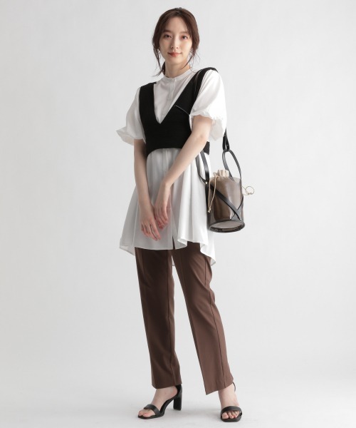 Andemiu（アンデミュウ）の「【セットアイテム】ニットビスチェツキシャツワンピース950462（チュニック・レディース・ブラック/ベージュ/ブラウン・FREE）」の11枚目の写真