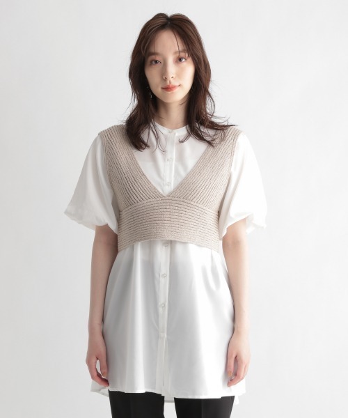 Andemiu（アンデミュウ）の「【セットアイテム】ニットビスチェツキシャツワンピース950462（チュニック・レディース・ブラック/ベージュ/ブラウン・FREE）」の13枚目の写真