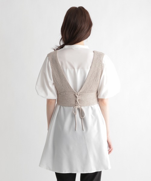 Andemiu（アンデミュウ）の「【セットアイテム】ニットビスチェツキシャツワンピース950462（チュニック・レディース・ブラック/ベージュ/ブラウン・FREE）」の15枚目の写真