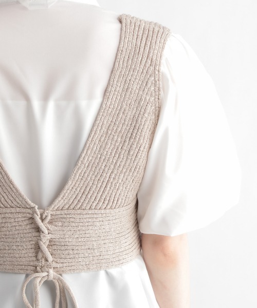 Andemiu（アンデミュウ）の「【セットアイテム】ニットビスチェツキシャツワンピース950462（チュニック・レディース・ブラック/ベージュ/ブラウン・FREE）」の16枚目の写真