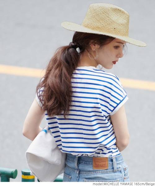 coca（coca）（コカ）の「つば広中折れラフィアハット（ハット・レディース・ベージュ/ブラウン・ONE SIZE）」の4枚目の写真