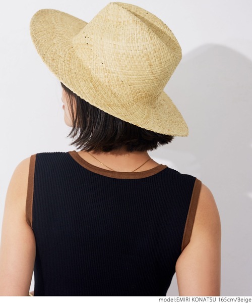 coca（coca）（コカ）の「つば広中折れラフィアハット（ハット・レディース・ベージュ/ブラウン・ONE SIZE）」の7枚目の写真