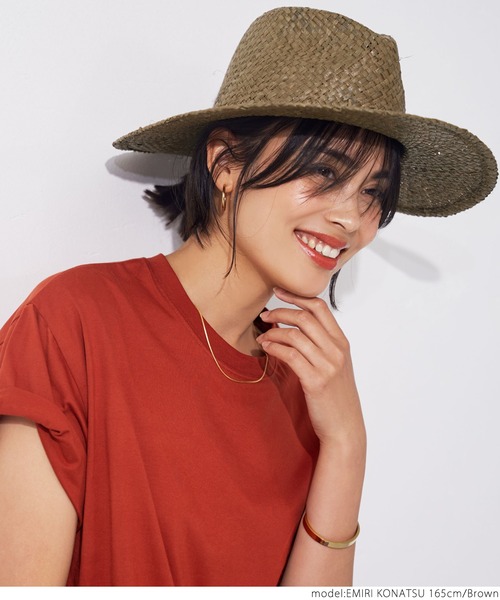 coca（coca）（コカ）の「つば広中折れラフィアハット（ハット・レディース・ベージュ/ブラウン・ONE SIZE）」の10枚目の写真