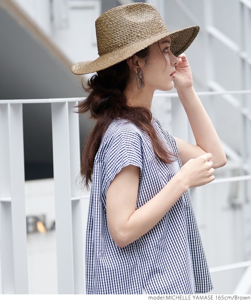 coca（coca）（コカ）の「つば広中折れラフィアハット（ハット・レディース・ベージュ/ブラウン・ONE SIZE）」の16枚目の写真