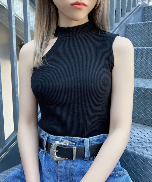 Figments（フィグメンツ）の「アシンメトリータンクトップ（タンクトップ・レディース・ホワイト/ブラック・FREE）」の2枚目の写真