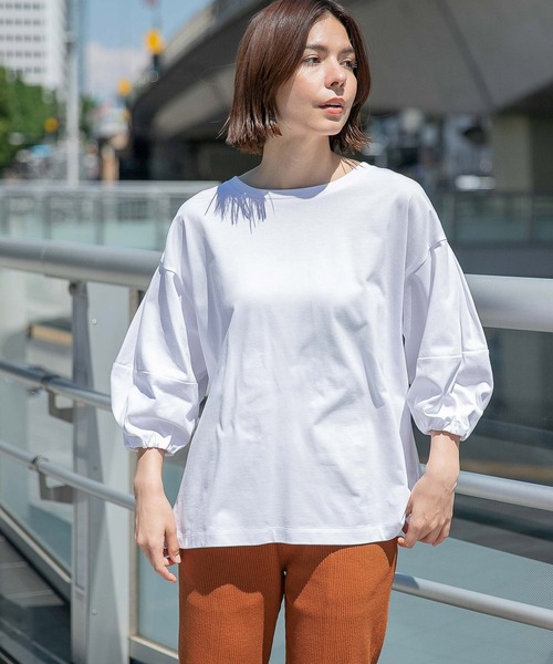 niko and...（ニコアンド）の「袖ボリュームランタンプルオーバー2（Tシャツ/カットソー・レディース・ホワイト/ライトブルー/ネイビー/オフホワイト/オレンジ/チャコール・MEDIUM/LARGE）」の3枚目の写真