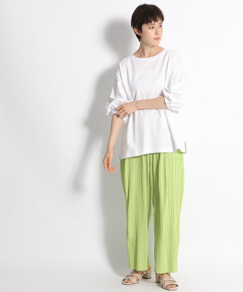 niko and...（ニコアンド）の「袖ボリュームランタンプルオーバー2（Tシャツ/カットソー・レディース・ホワイト/ライトブルー/ネイビー/オフホワイト/オレンジ/チャコール・MEDIUM/LARGE）」の9枚目の写真