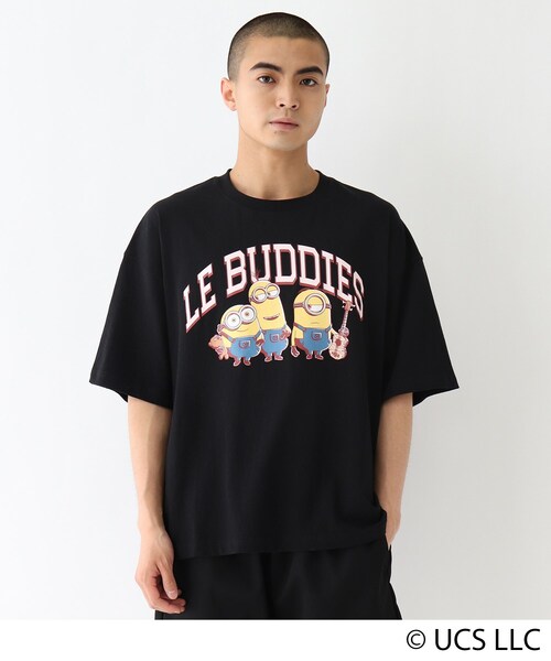 MINIONS（ミニオンズ）の「◆MINION ミニオン / フロントプリント  コットン半袖Tシャツ（Tシャツ/カットソー・メンズ・ダークグレー/アイボリー/ブラック・03/04/02）」の2枚目の写真