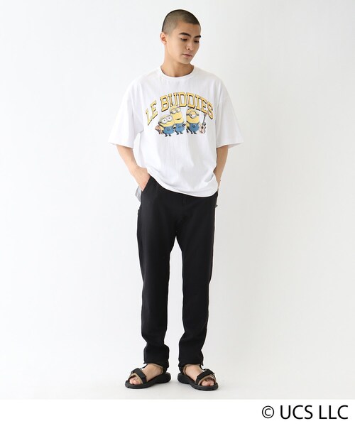 MINIONS（ミニオンズ）の「◆MINION ミニオン / フロントプリント  コットン半袖Tシャツ（Tシャツ/カットソー・メンズ・ダークグレー/アイボリー/ブラック・03/04/02）」の5枚目の写真