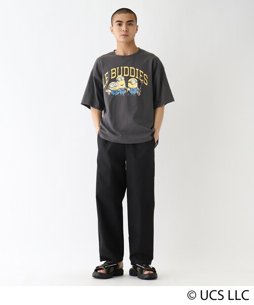 MINIONS（ミニオンズ）の「◆MINION ミニオン / フロントプリント  コットン半袖Tシャツ（Tシャツ/カットソー・メンズ・ダークグレー/アイボリー/ブラック・03/04/02）」の7枚目の写真