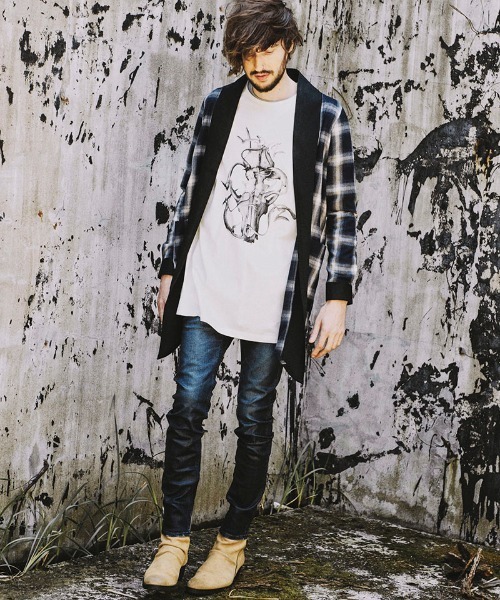 NO ID.(ノーアイディ)の「mlt3464-グリッチディアボーンBIGロンT(Tシャツ/カットソー・メンズ・ダークグレー/ブラック/ホワイト・ONE SIZE)」の9枚目の写真