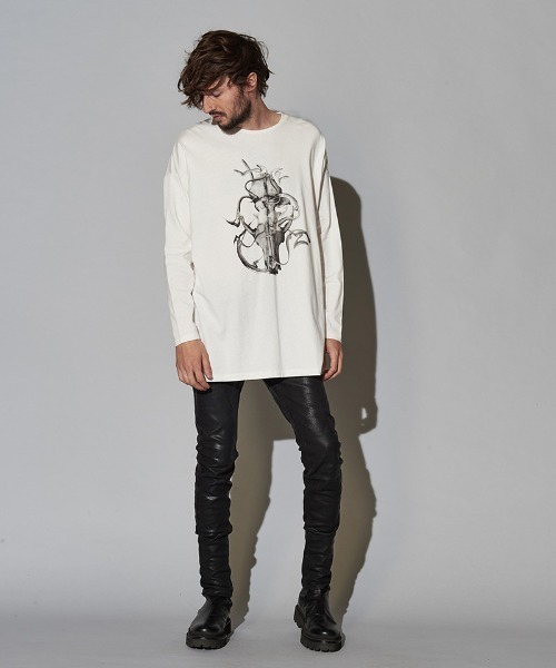 NO ID.(ノーアイディ)の「mlt3464-グリッチディアボーンBIGロンT(Tシャツ/カットソー・メンズ・ダークグレー/ブラック/ホワイト・ONE SIZE)」の14枚目の写真