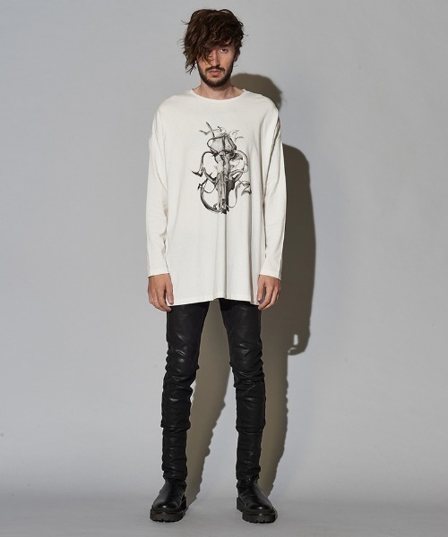 NO ID.(ノーアイディ)の「mlt3464-グリッチディアボーンBIGロンT(Tシャツ/カットソー・メンズ・ダークグレー/ブラック/ホワイト・ONE SIZE)」の16枚目の写真