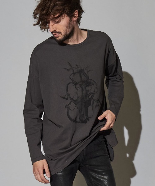NO ID.(ノーアイディ)の「mlt3464-グリッチディアボーンBIGロンT(Tシャツ/カットソー・メンズ・ダークグレー/ブラック/ホワイト・ONE SIZE)」の22枚目の写真