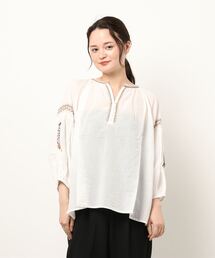 Samansa Mos2 blue | 刺繍ブラウス(シャツ/ブラウス)