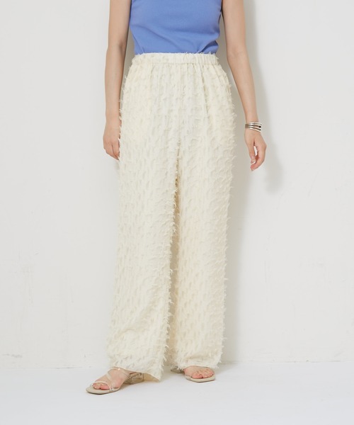 CIAOPANIC（チャオパニック）の「ハイウエストフェザーイージーパンツ（その他パンツ・レディース・ブラック/オフホワイト・FREE）」の2枚目の写真