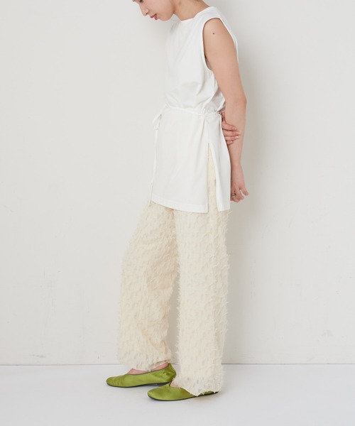 CIAOPANIC（チャオパニック）の「ハイウエストフェザーイージーパンツ（その他パンツ・レディース・ブラック/オフホワイト・FREE）」の5枚目の写真