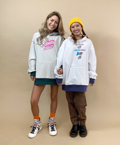 SANTA CRUZ（サンタクルーズ）の「【ムラサキスポーツ別注】SANTACRUZ/サンタクルーズ   ビッグシルエット  リバーシブルロゴパーカー/セットアップ対応   502213332（パーカー・レディース・ホワイト/ブラック/ネイビー/グレー/ライトグレー系・M/L）」の8枚目の写真
