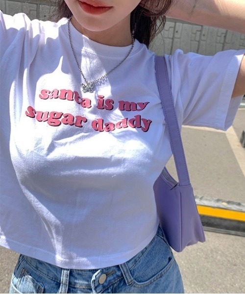 chuu（チュー）の「CHUU シュガークロップTシャツ（Tシャツ/カットソー・レディース・ホワイト・FREE）」の5枚目の写真