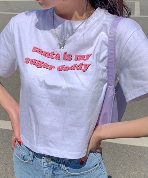 chuu（チュー）の「CHUU シュガークロップTシャツ（Tシャツ/カットソー・レディース・ホワイト・FREE）」の4枚目の写真