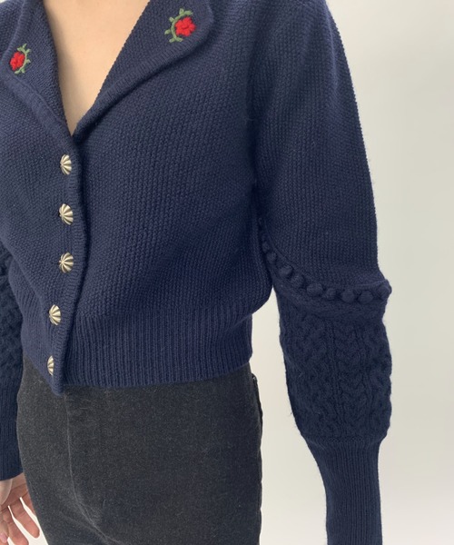 Verybrain（ベリーブレイン）の「very brain/VK-101 ｹｰﾌﾞﾙｺﾝﾋﾞCD（カーディガン/ボレロ・レディース・アイボリー/ネイビー・M）」の5枚目の写真