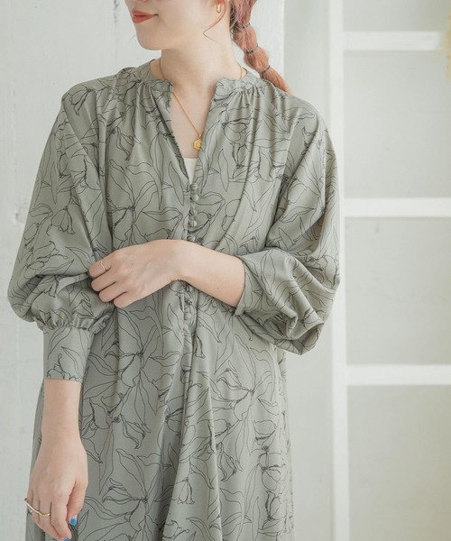 ITEMS URBANRESEARCH（アイテムズ アーバンリサーチ）の「花柄プリントワンピース（ワンピース・レディース・ブラック/ベージュ/グレー/ミント・SMALL/FREE）」の13枚目の写真