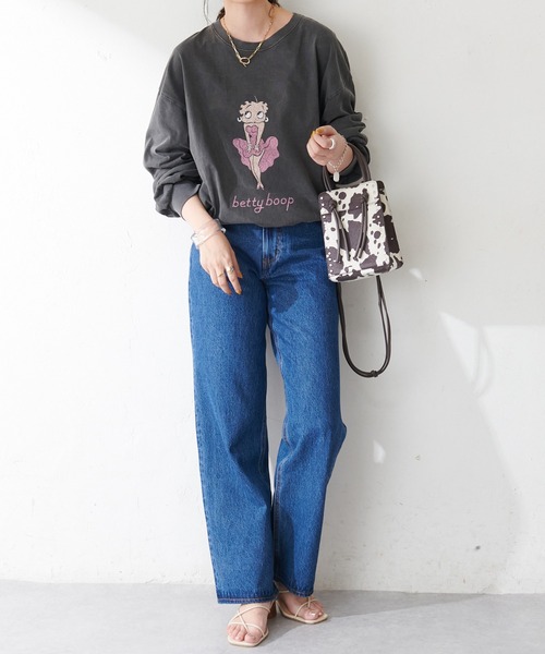 BETTY BOOP(ベティ・ブープ)の「BETTYチュニックロングTシャツ(Tシャツ/カットソー・レディース・チャコールグレー/サックスブルー/ホワイト系その他・FREE)」の7枚目の写真