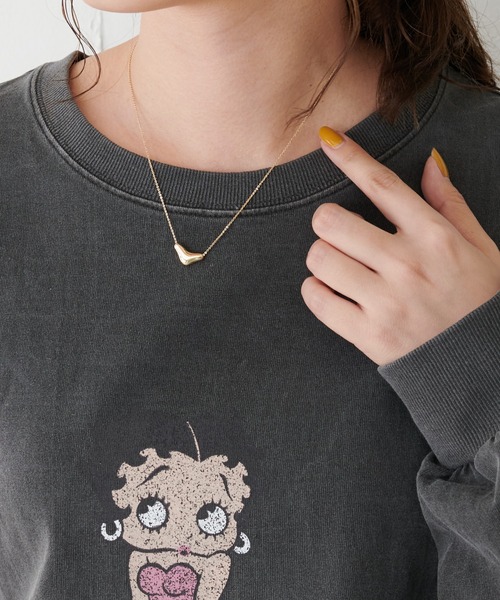 BETTY BOOP(ベティ・ブープ)の「BETTYチュニックロングTシャツ(Tシャツ/カットソー・レディース・チャコールグレー/サックスブルー/ホワイト系その他・FREE)」の9枚目の写真