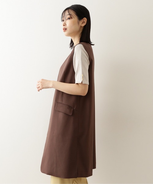 NATURAL BEAUTY BASIC（ナチュラルビューティーベーシック）の「ジレ＆パンツセットアップ　ジレ/0171255811（ベスト・レディース・チャコールグレー/ブラウン・MEDIUM）」の12枚目の写真