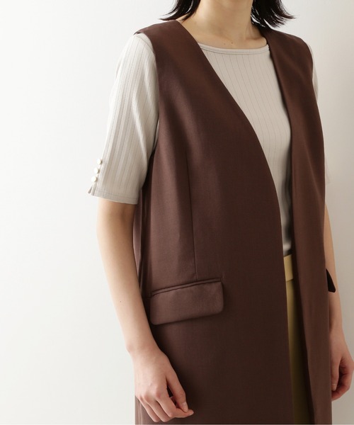 NATURAL BEAUTY BASIC（ナチュラルビューティーベーシック）の「ジレ＆パンツセットアップ　ジレ/0171255811（ベスト・レディース・チャコールグレー/ブラウン・MEDIUM）」の6枚目の写真