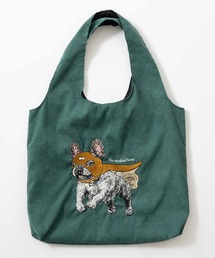 アニマル刺繍 コーデュロイ トートバッグ 犬 ネコ