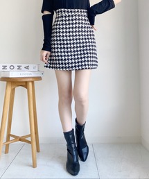 千鳥柄台形ミニスカート