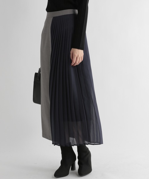 Andemiu(アンデミュウ)の「プリーツキリカエスカート229585(スカート・レディース・グレー/ブラウン/ベージュ・SMALL/MEDIUM)」の2枚目の写真