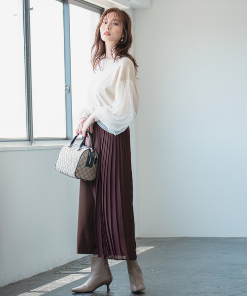 Andemiu(アンデミュウ)の「プリーツキリカエスカート229585(スカート・レディース・グレー/ブラウン/ベージュ・SMALL/MEDIUM)」の4枚目の写真