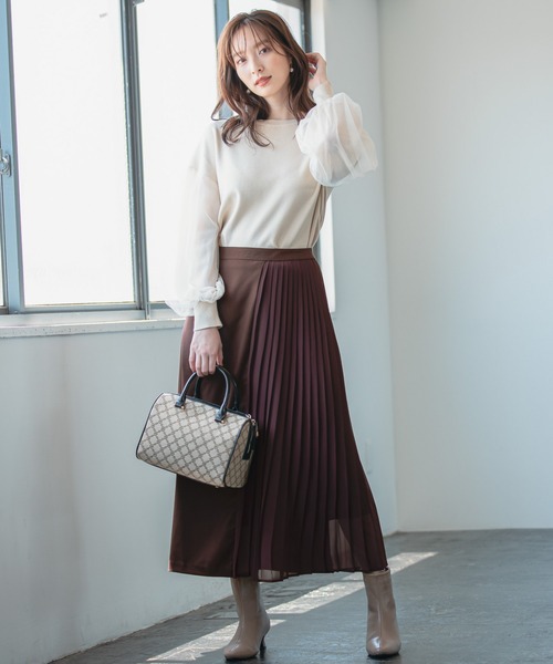 Andemiu(アンデミュウ)の「プリーツキリカエスカート229585(スカート・レディース・グレー/ブラウン/ベージュ・SMALL/MEDIUM)」の9枚目の写真