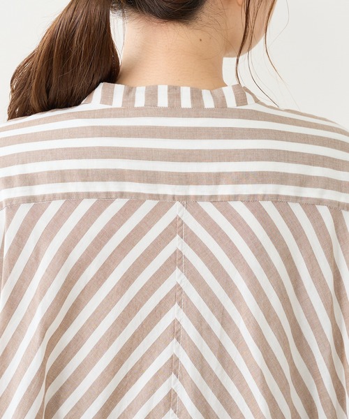 PUAL CE CIN（ピュアルセシン）の「先染めストライプノーカラーワンピース（ワンピース・レディース・ブラック/ブラウン/グリーン/ブルー・FREE）」の19枚目の写真