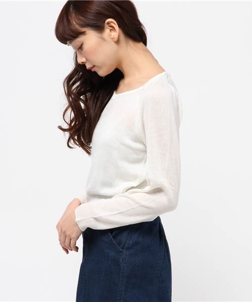 WEGO（ウィゴー）の「WEGO/スクエアネックニット（ニット/セーター・レディース・オフホワイト/ホワイト系その他/サックスブルー・FREE）」の8枚目の写真