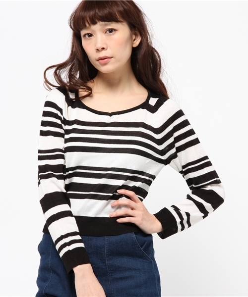 WEGO（ウィゴー）の「WEGO/スクエアネックニット（ニット/セーター・レディース・オフホワイト/ホワイト系その他/サックスブルー・FREE）」の5枚目の写真