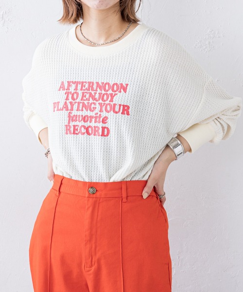 CIAOPANIC TYPY（チャオパニックティピー）の「ビッグワッフルプリントTee（Tシャツ/カットソー・レディース・グリーン/オフホワイト/ブラック・ONE SIZE）」の4枚目の写真