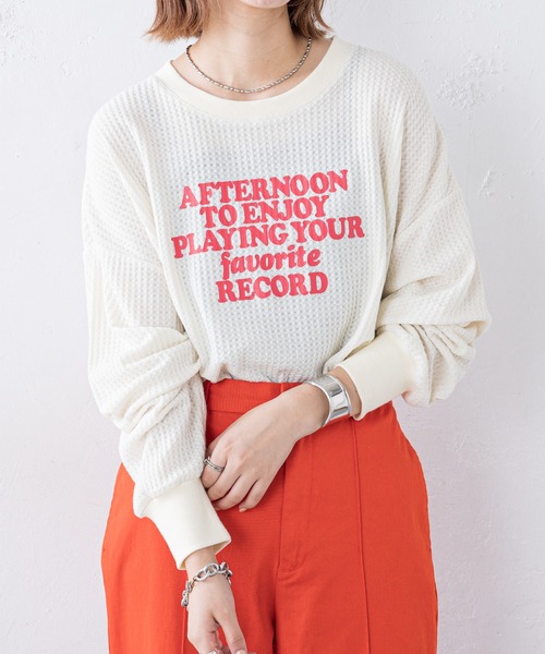 CIAOPANIC TYPY（チャオパニックティピー）の「ビッグワッフルプリントTee（Tシャツ/カットソー・レディース・グリーン/オフホワイト/ブラック・ONE SIZE）」の5枚目の写真