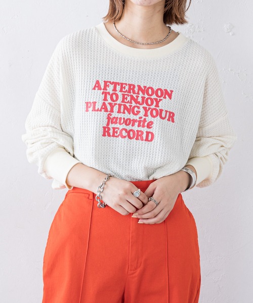 CIAOPANIC TYPY（チャオパニックティピー）の「ビッグワッフルプリントTee（Tシャツ/カットソー・レディース・グリーン/オフホワイト/ブラック・ONE SIZE）」の6枚目の写真